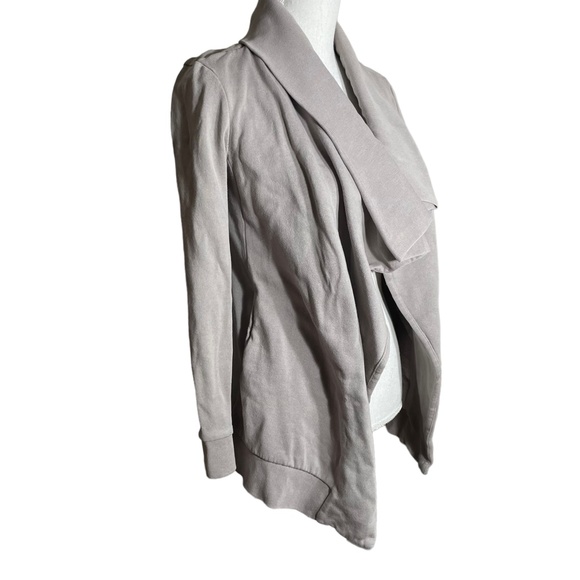 All Saints Dahlia Sweatshirt Cardigan S Cotton Modal Gray Waterfall Open Front - Picture 2 of 12